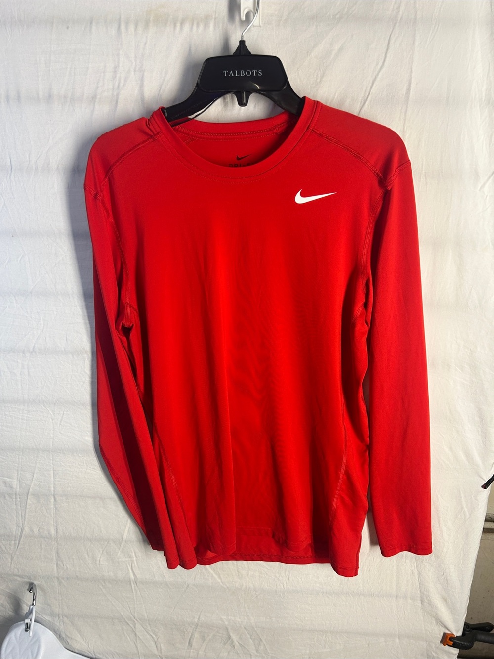 Nike Red Long-Sleeve Athletic Top with White Swoosh